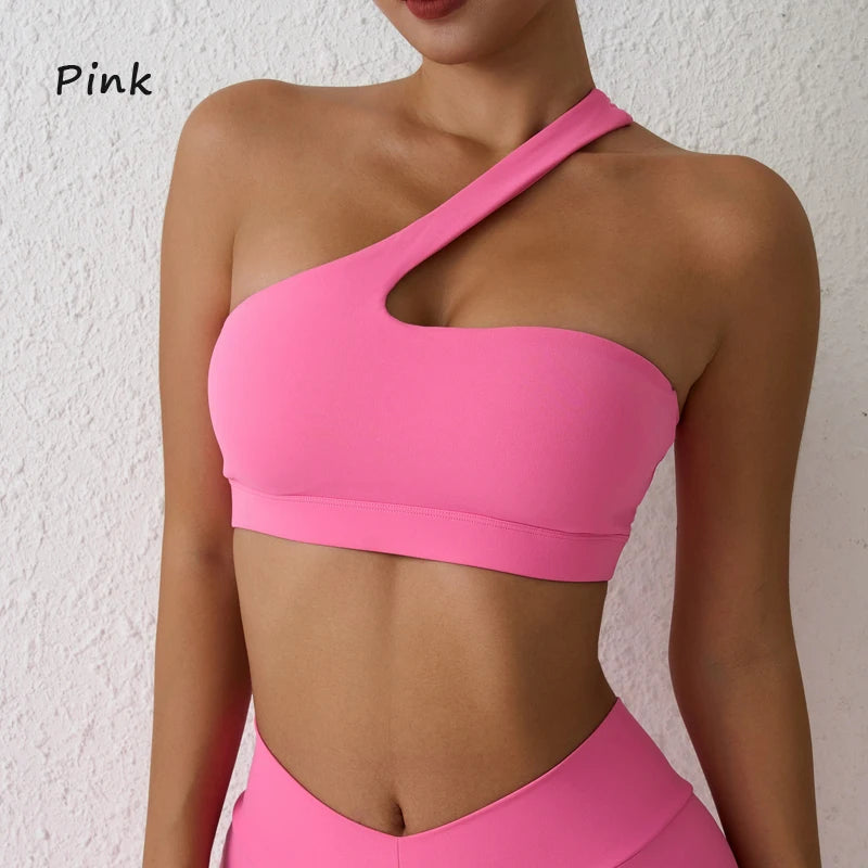 Sujetador deportivo de un hombro para mujer – Top de yoga con diseño de espalda desmontable, camiseta sin mangas sexy para fitness, gimnasio y entrenamiento