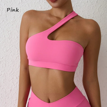 Sujetador deportivo de un hombro para mujer – Top de yoga con diseño de espalda desmontable, camiseta sin mangas sexy para fitness, gimnasio y entrenamiento