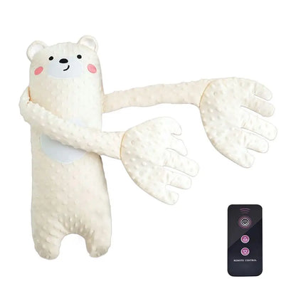 Ours en peluche apaisant pour bébé, avec télécommande – Jouet de confort électrique en forme de dessin animé avec musique, bruit blanc et oreiller doux pour nouveau-nés