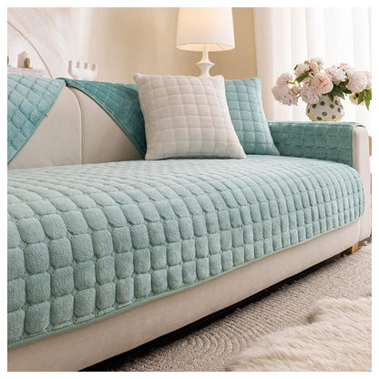 Soft Flannel Non-Slip Sofa Cover – Quilted Furniture Protector for Couch & Living Room Sofa, Warm 1-Seat Cushion Cover