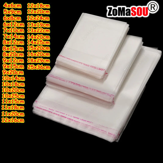 100/1000PCS Bolsas OPP transparentes autoadhesivas – Bolsas de celofán transparentes para joyería, regalos, galletas y dulces | Bolsas de plástico resellables