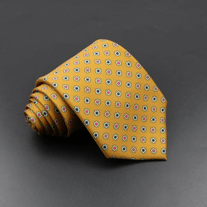 Men's 7.5cm Soft Silk Necktie – Floral & Dot Pattern Tie for Weddings, Business, Parties & Formal Wear