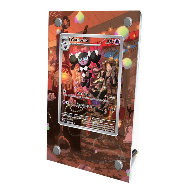 Présentoir en acrylique pour cartes Pokémon – Ronflex, Évoli, Mewtwo, Bulbizarre, Psykokwak et support de protection de style brique pour figurines