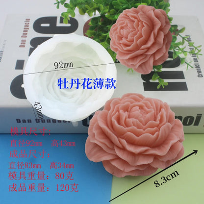 Molde de silicona grande de peonía para velas – Molde floral de rosa 3D para hacer velas, jabón, resina, yeso, hornear pasteles y manualidades de decoración del hogar