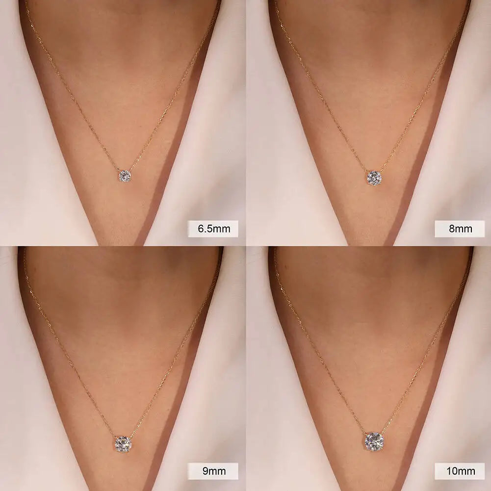 Collar con colgante de moissanita de plata de ley 925 – Joyería fina nupcial y para mujer de 0,5 a 5 quilates