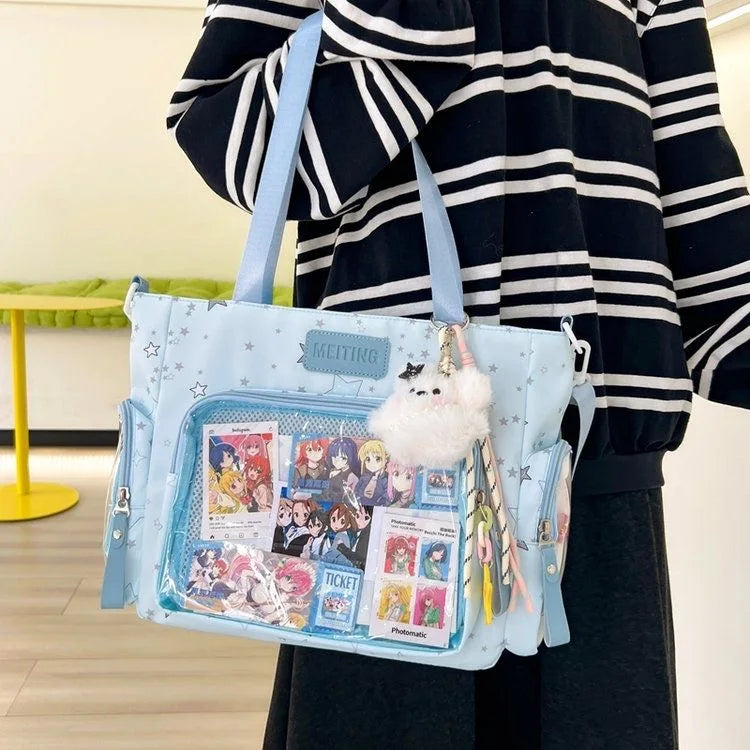 Bolsa Ita Japonesa Y2K para Mujer – Bonito Bolso de Hombro Transparente Lolita, Bolso Cruzado Grande de Exhibición DIY, Cartera de Moda Kawaii para la Escuela, Viajes y Uso Diario