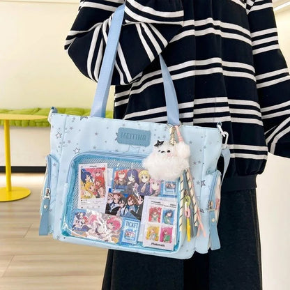 Bolsa Ita Japonesa Y2K para Mujer – Bonito Bolso de Hombro Transparente Lolita, Bolso Cruzado Grande de Exhibición DIY, Cartera de Moda Kawaii para la Escuela, Viajes y Uso Diario
