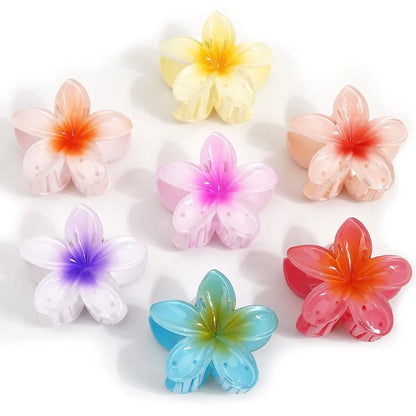 Pinzas de pelo hawaianas con diseño floral degradado – Pasadores grandes florales tropicales para mujer | Accesorios de moda para el pelo para vacaciones en la playa