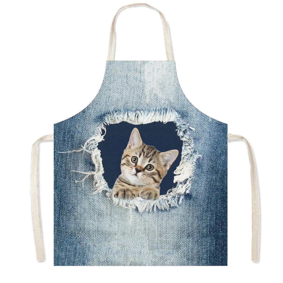 Funny Cowboy Cat & Dog Apron – Cute Pinafore Cooking & Kitchen Apron for Women, Chef, Waiter & Household Cleaning