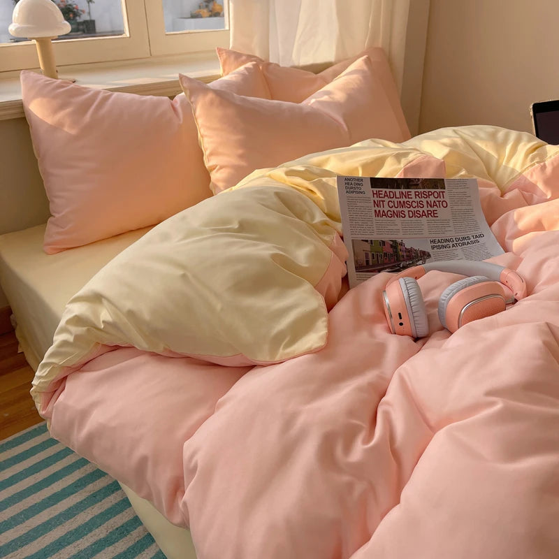 4-Piece Cotton Bedding Set – Solid Duvet Cover, Bed Sheet & Pillowcase Set for Twin, Queen & King Beds