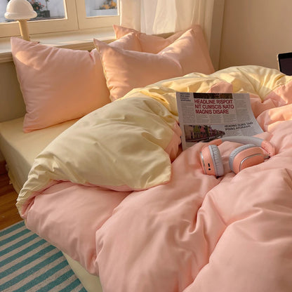 4-Piece Cotton Bedding Set – Solid Duvet Cover, Bed Sheet & Pillowcase Set for Twin, Queen & King Beds