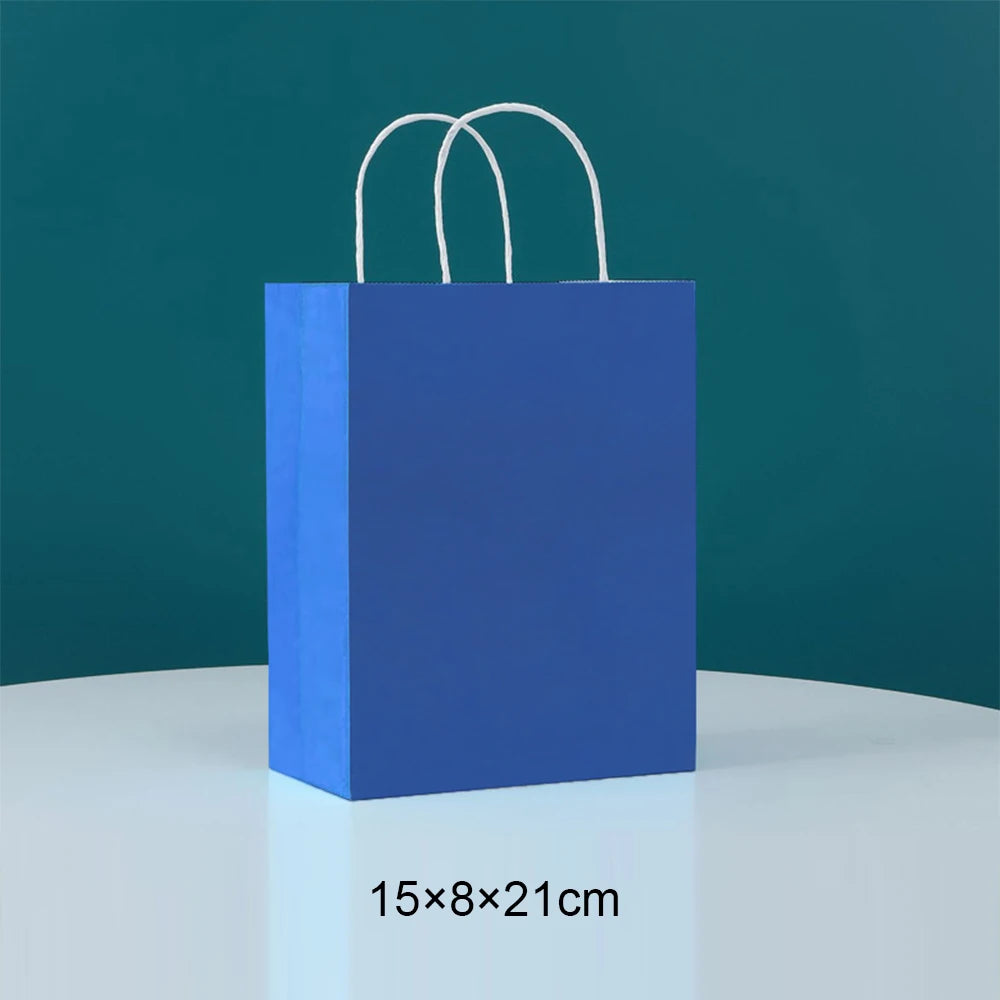 Bolsas de regalo de papel kraft de 5/10/25/50 piezas con asas – Bolsas de regalo y dulces de 10 colores para cumpleaños, bodas, baby showers y empaques de regalo