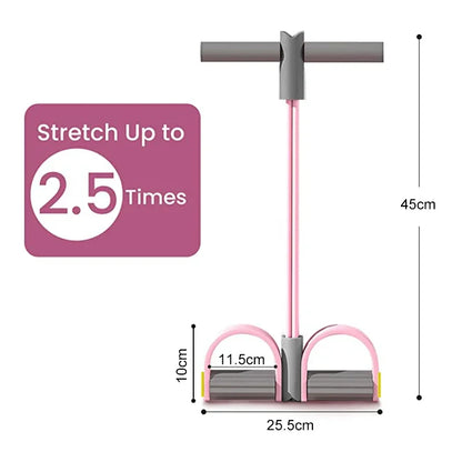4-Tube Resistance Band Pedal Trainer – Elastic Pull Rope Fitness Equipment for Abdomen, Waist, Arm Training, Yoga & Home Workouts
