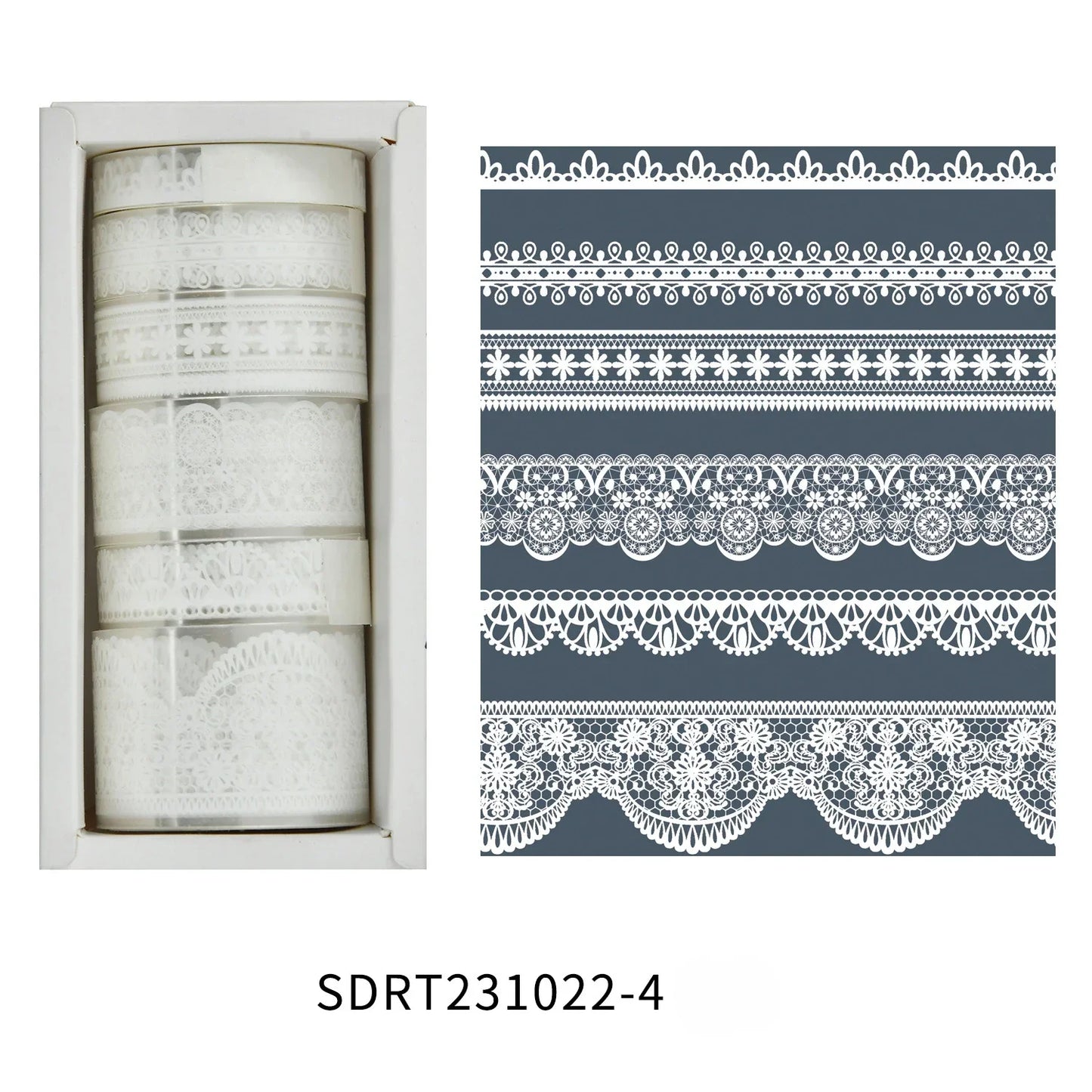 Juego de 6 rollos de cinta washi PET retro de encaje – Cinta adhesiva decorativa para diario, álbum de recortes, bullet journal y manualidades