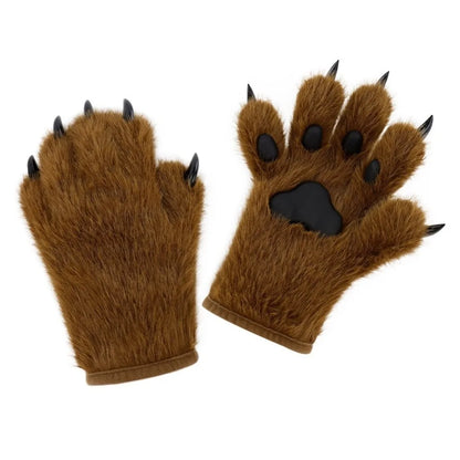 Cute Cartoon Cat Paw Gloves – Thick Furry Warm Mittens, Puppy Claw Cosplay Props for Parties, Costumes & Anime Events