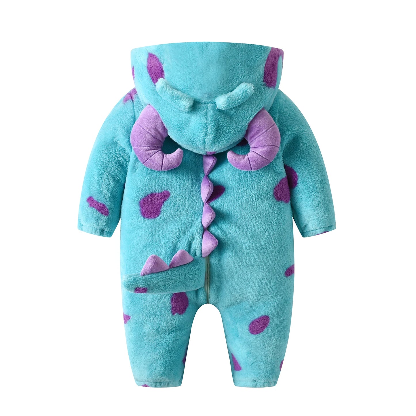 Combinaison de neige à capuche en polaire pour bébé – Combinaison d'hiver à capuche avec cornes motif animal de dessin animé pour nouveau-nés garçons et filles