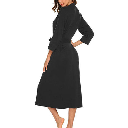 Women’s Cotton Bathrobe – Large Size Long Sleeve Casual Sleepwear Home Wear Robe for Spring & Autumn