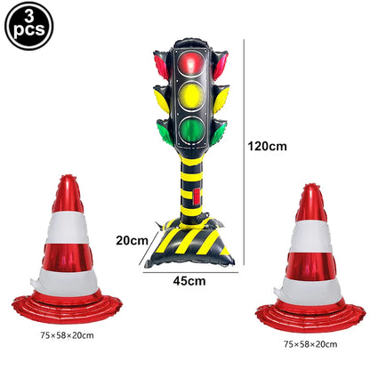Racing Car Birthday Party Decorations – Race Car, Tire Wheel, Traffic Cone & Checkered Balloons for Kids' Racing-Themed Parties