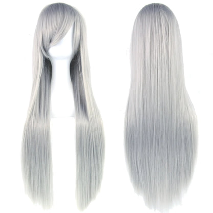 80cm Long Straight Multicolor Heat-Resistant Synthetic Cosplay Wig – Anime Halloween Party Costume Hairpiece