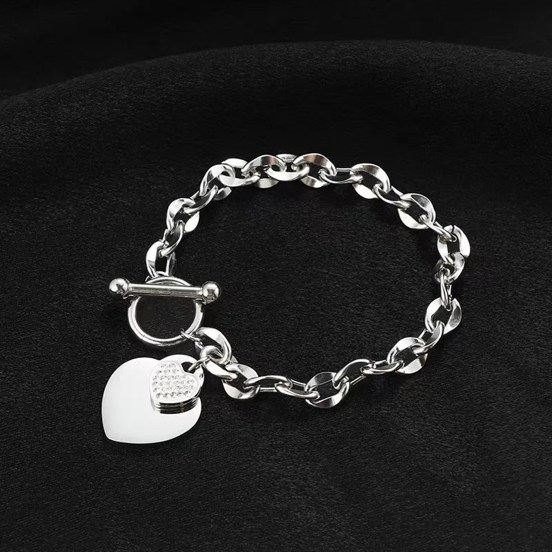 Pulsera de acero inoxidable 316L con dijes de estrellas de mar, luna y estrellas doradas – Cadena de muñeca moderna para mujer, regalo de joyería para fiestas