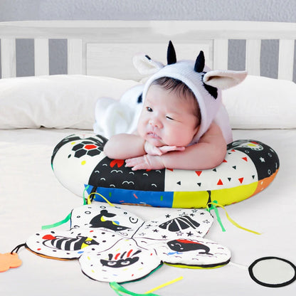 Coussin de Temps sur le Ventre pour Bébé et Jouet Sensoriel à Contraste Élevé – Coussin de Soutien Réversible Noir et Blanc pour Nouveau-né pour le Redressement de la Tête et le Développement Précoce