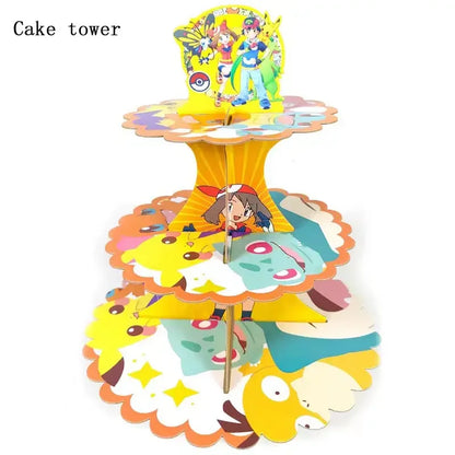 Pokémon Theme Birthday Party Decorations – Cartoon Pokémon Go Tableware Set (Cups, Plates & Pikachu Balloons) for Baby Shower & Party Favors