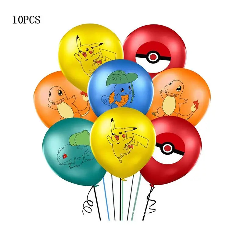 Pokémon Theme Birthday Party Decorations – Cartoon Pokémon Go Tableware Set (Cups, Plates & Pikachu Balloons) for Baby Shower & Party Favors
