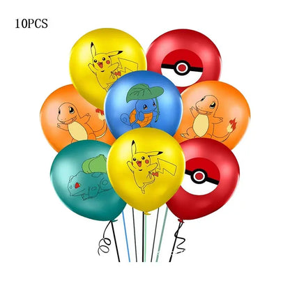 Pokémon Theme Birthday Party Decorations – Cartoon Pokémon Go Tableware Set (Cups, Plates & Pikachu Balloons) for Baby Shower & Party Favors