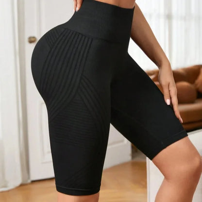 Women’s High Waist Seamless Slim Yoga Shorts Stretchy Push Up Butt Lifting Knitted Workout Running