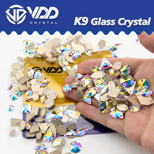 Cristal K9 AB Mezcla de pedrería para coser – Piedras de vidrio AAAAA con base plana para ropa, vestidos de novia y manualidades