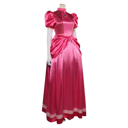 Princess Peach Cosplay Costume – Pink Fantasy Dress Set with Crown (Adult Women Halloween/Carnival Party Outfit, Includes Swimsuit Style Disguise)