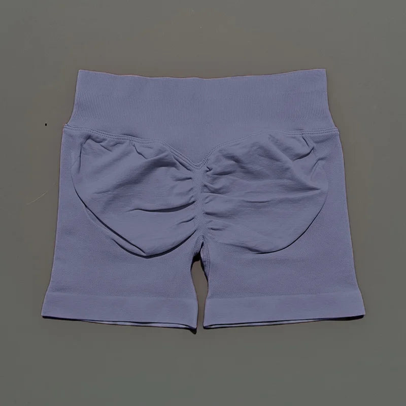 Pantalones cortos de gimnasio sin costuras con efecto Scrunch Butt para mujer – Pantalones cortos de yoga de cintura alta para correr, entrenar, fitness y ropa deportiva