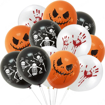 12-Inch Halloween Latex Balloons – Black, Orange, White & Pink Balloons for Halloween Parties, Holiday Events, Party Favors & Decorations