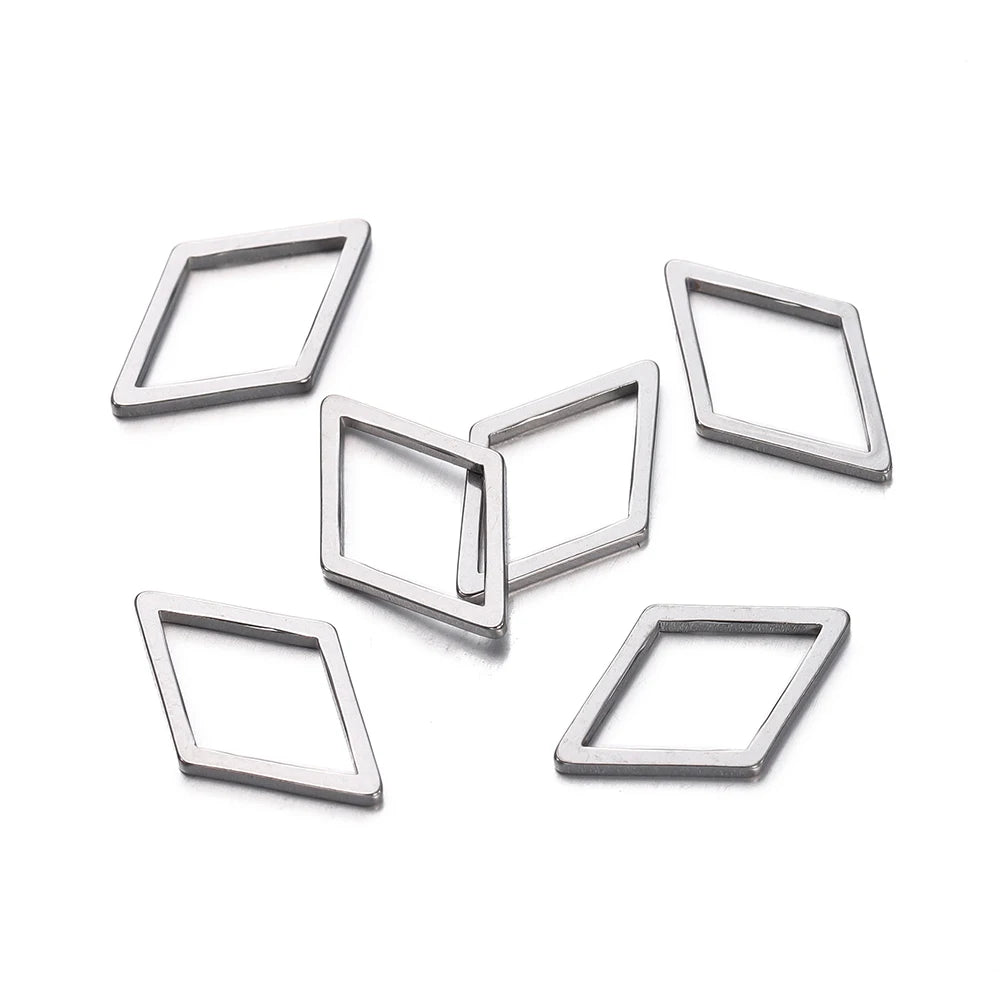10 breloques géométriques creuses en acier inoxydable pour bijoux – Connecteurs de pendentif pour boucles d'oreilles, colliers et fabrication de bijoux