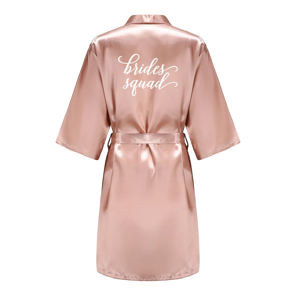 Rose Gold Satin Bridesmaid Robe – Team Bride Wedding Bathrobe for Women | Bridal Party Kimono Gown for Maid of Honor & Mother Gift