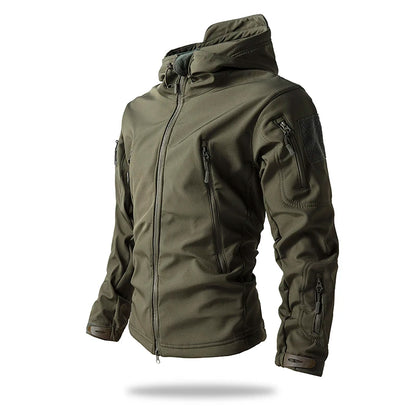Lurker Men’s Soft Shell Tactical Jacket – Waterproof Fleece-Lined Hooded Coat, Camouflage Outdoor Outerwear for Autumn & Hunting