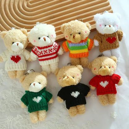 Cute Bear Plush Keychain with Sweater – Mini Stuffed Teddy Bear Pendant for Girls, Backpacks, Bags & Kids’ Gifts