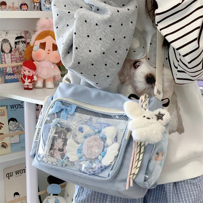 Bolso bandolera transparente de moda – Bolso de hombro Ita de gran capacidad para niñas, bolso mensajero de estilo escolar a la moda, bolso Kawaii versátil para uso diario y accesorios