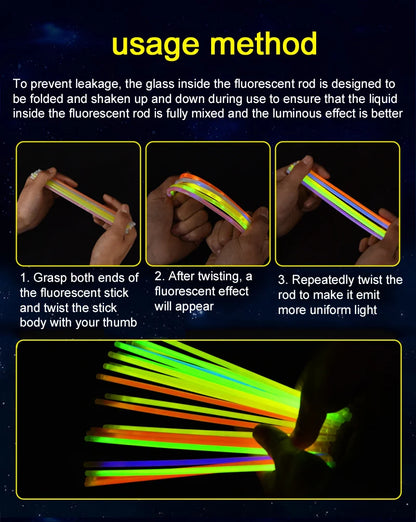 Barras luminosas fluorescentes – Pulseras luminosas multicolores flexibles de 50/100 unidades, barras de luz brillantes para eventos, celebraciones, cumpleaños, bodas y artículos para fiestas nocturnas