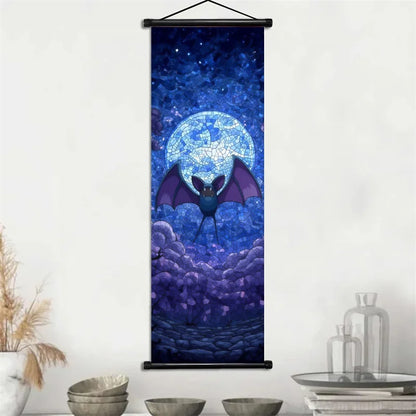 Pokémon Gengar, Squirtle y Mimikyu Noche Estrellada – Lienzo Decorativo Enrollable para Pared – Regalo para Decoración del Hogar