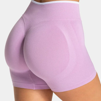 Women’s Seamless Color Block Yoga Shorts High Waist Butt Lifting Gym Workout Running Shorts