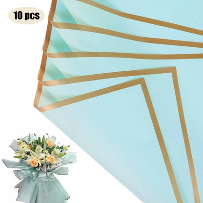 10 hojas de papel de envolver flores impermeable con bordes dorados para ramos, bodas, regalos y arreglos florales de bricolaje