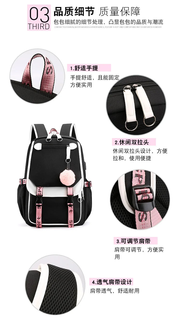 Sac à dos pour enfants grande capacité inspiré des animes | Cartable pour garçons et filles avec compartiment pour ordinateur portable
