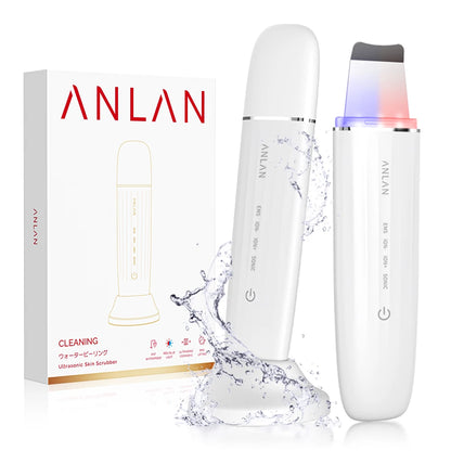 ANLAN Limpiador Facial Ultrasónico – Limpiador de Poros Profundo con Peeling Ultrasónico, Dispositivo LED Rojo y Azul para Lifting Facial (Resistente al Agua IPX7)