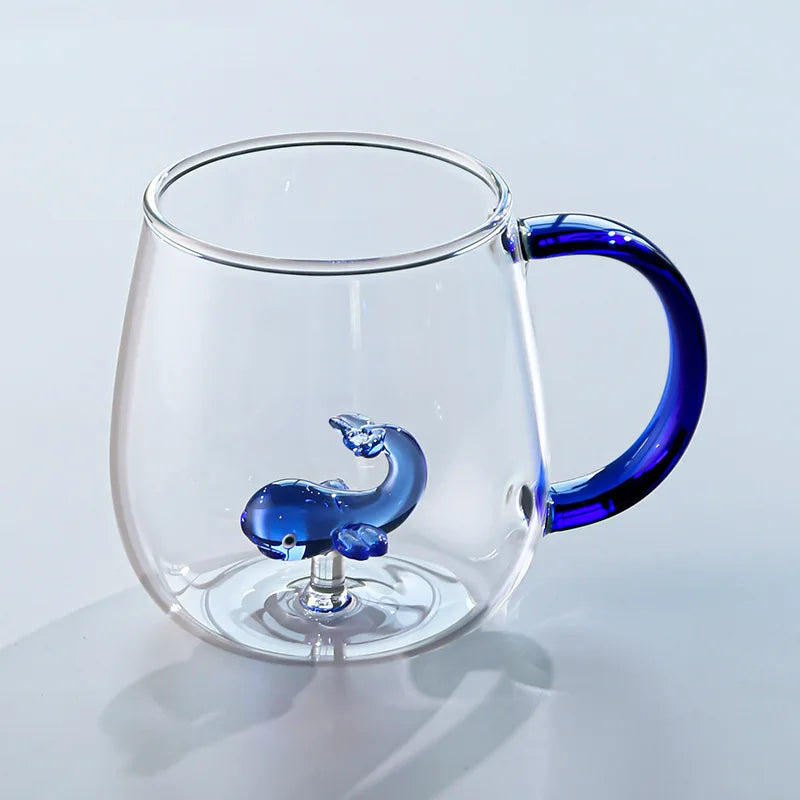 3D Animal Glass Coffee Mug – Heat-Resistant Figurine Drinking Cup with Cute Squirrel & Cactus Design, Novelty Christmas Gift for Women