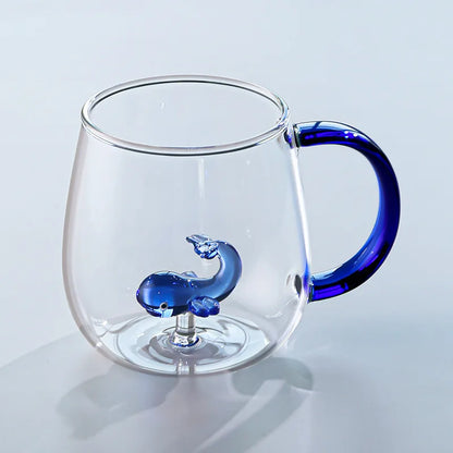 3D Animal Glass Coffee Mug – Heat-Resistant Figurine Drinking Cup with Cute Squirrel & Cactus Design, Novelty Christmas Gift for Women