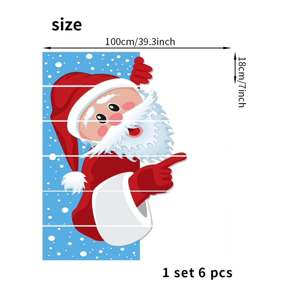 6PCS 18×100CM Christmas Staircase Background Fabric – Holiday Stair Banner Decorations for Christmas Party & Home Decor
