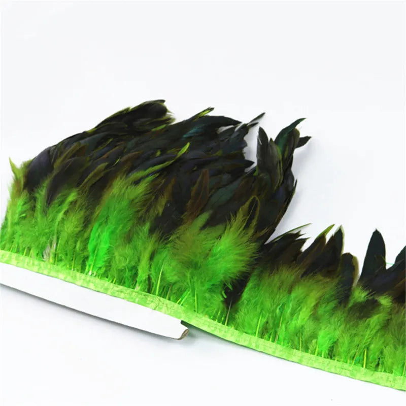 10 m Rooster Feather Fringe Trim – Natural Feather Ribbon for Sewing, Crafts & Costume Decoration