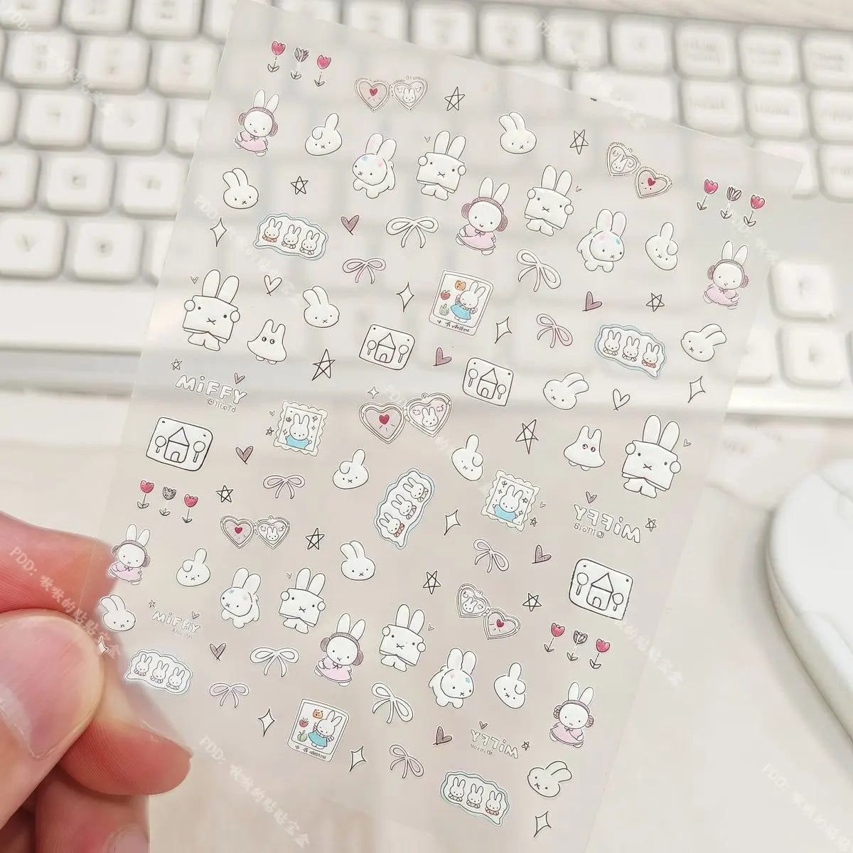 Cute Miffy 3D Nail Stickers – Kawaii Anime Glass Camera Nail Art Decorations (Holiday Gift Set)