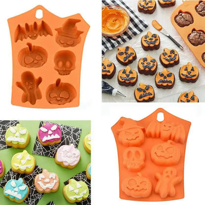 Halloween Pumpkin Silicone Mold – Skull, Bat & Spider Baking Mold for Cakes, Cookies, Candy & Desserts, DIY Trick-or-Treat Party Decor